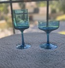 Beautiful 16-piece Vintage Italian Aqua teal Blue Stemware Set  Empoli