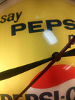 Vintage Late 50s Early 1960s Say Pepsi  Please     Light Up Double Bubble Clock