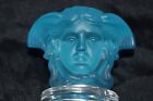 Vintage Rosenthal Versace Medusa Lead Crystal Wine Stopper Frosted Blue Marked