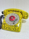 Keith Haring Vintage Telephone  handmade  Signed Acrylic Painting