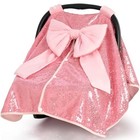 Baby Carseat Canopy Cover With Bow Stroller For Girls For Newborn Pink