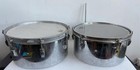 Vintage Ludwig Timbales 13   14 Chrome Blue Olive Badge 70s Pair