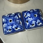 Vintage Chinese Blue   White Chinoiserie Porcelain Frog Vase   Set Of 2  