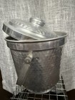 Vintage Mcm Made In Italy Hammered Aluminum Ice Bucket  Double Walled