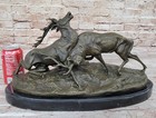 Art Deco Brown Patina Two Stags Museum Quality Bronze Hot Cast Sculpture Sale