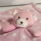 Sl Home Fashions Pink White Polka Dots Bear Plush Baby Blanket Lovey Girl 13x13