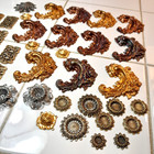 Vintage Jewelry Art Findings Lot 35 Pieces Made In The Usa Flowers Foliage Shell