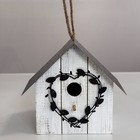 Handmade Wooden Birdhouse 8   Rustic Metal Heart Garden Decor Bird House Gift