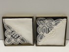 Pair Of Fine Vintage Handmade Europeanlace Handkerchiefs From Belgium New In Box