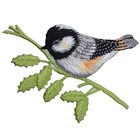 Chickadee Applique Patch - Embroidered Bird   Branch Badge 2-3 8   iron On 