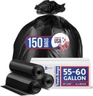 55-60 Gallon Trash Bags Heavy Duty - Bulk 150 Pack Large Garbage Bags - Big B   