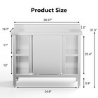 Stainless Steel Commercial Prep Table W  2-tier Cabinet  Removable Sliding Door