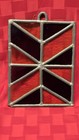 Vintage Stained Glass Panel Sun Catcher Amber Yellow Geometric Window Hanging