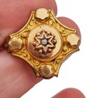 French Victorian Gold Brooch  Antique Women s Pearl Button  1890 