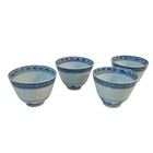 Jingdezhen Chinese Flower Rice Grain Blue   White Sake Tea Cups Set Of 4