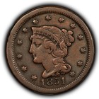 1851 81 1c Braided Hair Large Cent - Inverted Date N-3 - Vf - - Sku-z5908
