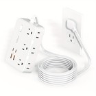 Flat Plug Extension Cord 6 Outlet 4 Usb 2 Usb C Surge Protector Power Strip 5ft