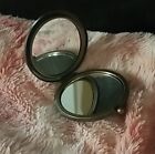 Compact Gold Tone Mirror  Metal Flowers Rhinestone 