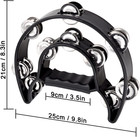 Double Row Tambourine Black Hand Percussion Half Moon For Adult