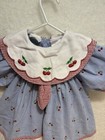 Vintage Allison Ann  18m Toddler Dress Peter Pan Collar Usa Cherries Plaid Trim