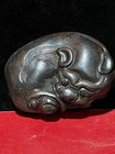 China Ancient Qing Dynasty Antique Hand Carving Rosewood Beast Statue Ornament