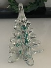Roc Crystal Clear Green Ribbon Christmas Tree Or Paperweight 4 5  Vtg Taiwan Euc