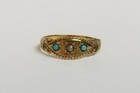 Antique 10k Solid Yellow Gold  White   Blue Cabochon Baby child Ring Size 0 5
