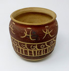 Studio Art Pottery Sgraffito Vessel Jar Incised Terracotta Slip Geometric Signed