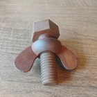 Unique Vintage Hand Carving Carved Wood Nut   Bolt Sculpture Paperweight Whatnot
