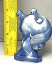    rare  Antique 1900s Schafer   Vater German Figural Blue Lip Man Flask Bottle    