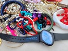 Big Lot Of Vintage Craft Junk Jewelry - Necklaces Watch Bracelets Earrings Pins