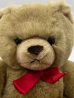 Vtg Eden Toys Teddy Bear Plush Brown Tan Beige 13  Red Bow Stuffed Lovey