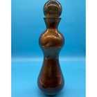 Vtg Glass Decanter Bottle Brown Hourglass Ball Stopper Mcm Barware Decor 18 5 