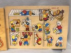 Vintage Wooden Peg Puzzle Lot 3 Fisher Price Vehicles Acre Toys Clown Workers