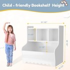 Kids Bookshelf  Toddler Toy Storage Organizer Wooden 4 Cubby Children Book Shelf