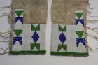  Antique Northern Plains Native Tanned Hide Beaded Leggins  Sioux