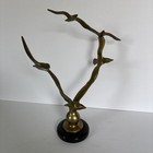 Vintage Mid Century Modern 5 Seagulls Birds In Flight Sculpture Solid Brass Mcm