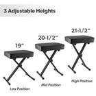 Cushioned Piano Bench  Adjustable Padded Keyboard Stool Chair  Foldable - Black