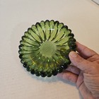 Vintage Green Glass Ashtray Hazel Atlas Sunflower 5 5  -retro Circa 1960