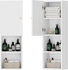 Fluted Bathroom Wall Cabinet  31 5  Tall 4-tier Narrow Medicine Cabinet Organ   