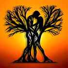 New  Romantic Contemporary  Style Couple Hugging Tree Metal Wall Art Sculpture