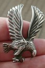 Vintage Sterling Silver American Eagle Pendant With Red Stone - 14 1 Grams 