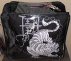 Ed Hardy Black Tigers tattoo Embossed Plush 4p Full queen Comforter Set W pillow