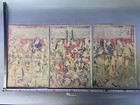 Y8697 Woodblock Print Kunichika Triptych Kabuki Actor Japan Ukiyoe Antique Art