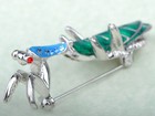 New Silver Tone Ombre Blue Rhinestones Long Praying Mantis Insect Bug Brooch Pin