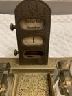 Antique Rare 19thc Ornate Glass Brass Double Inkwell W perpetual Calendar