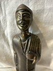 Antique Bronze Buddhist Male Figure In Robe 7    Sculpture On Marble Base