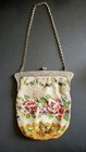 Circa 1910 Art Nouveau Micro Beaded Purse     Poppy Lily Frame     Snap Clasp Works