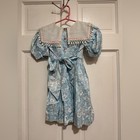 Vintage Girls 4t Blue Floral Lace Dress 1980s 1990s