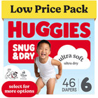 2 Box Huggies Snug   Dry Baby Diapers  Size 6  28-44 Lbs   46 Count  Box